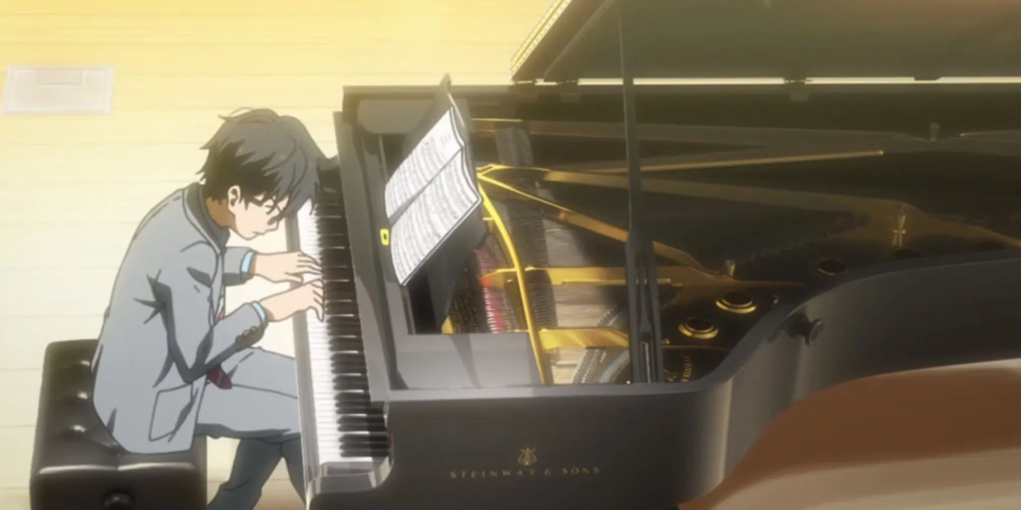 Kousei chơi piano với tâm hồn đầy vết thương trong Your Lie in April