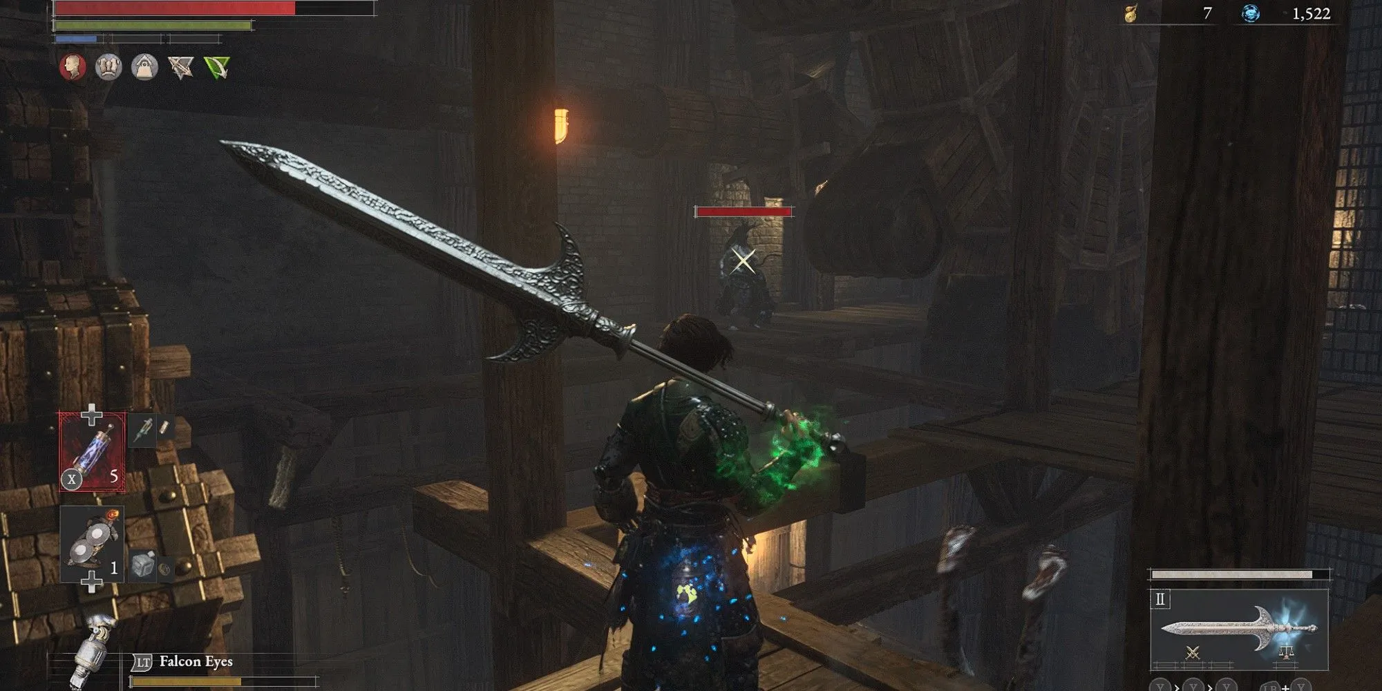 Lies of P nhà thờ St. Frangelico với thanh kiếm khổng lồ, thể hiện sự phát triển của kẻ thù theo cốt truyện