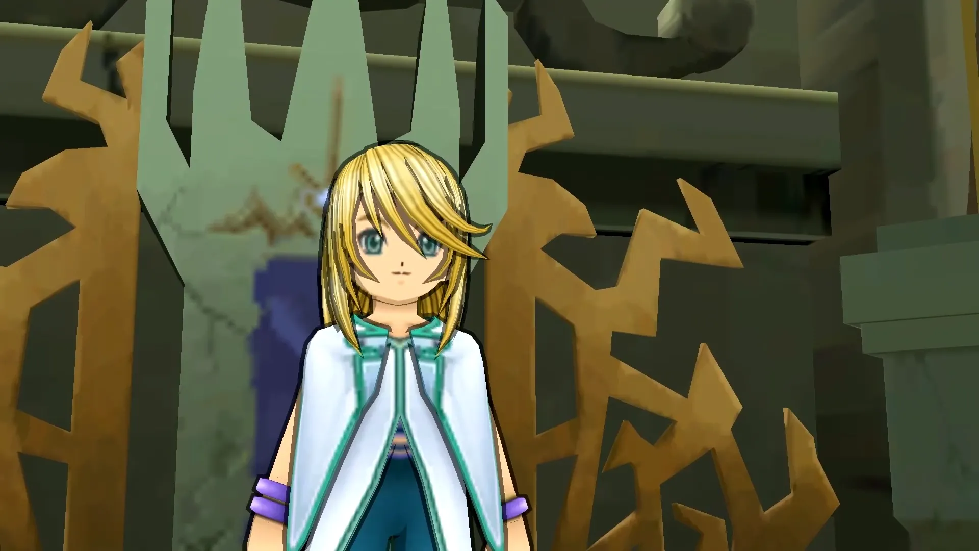 Mithos, cậu bé tưởng chừng vô hại, giữa khung cảnh tàn phá trong Tales of Symphonia