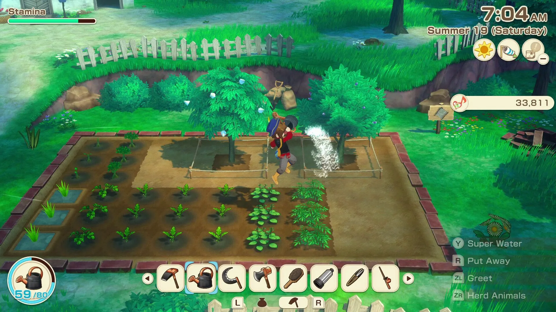 Nhân vật chính trò chuyện cùng Lloyd, thương nhân thảm, trong Story of Seasons: Grand Bazaar