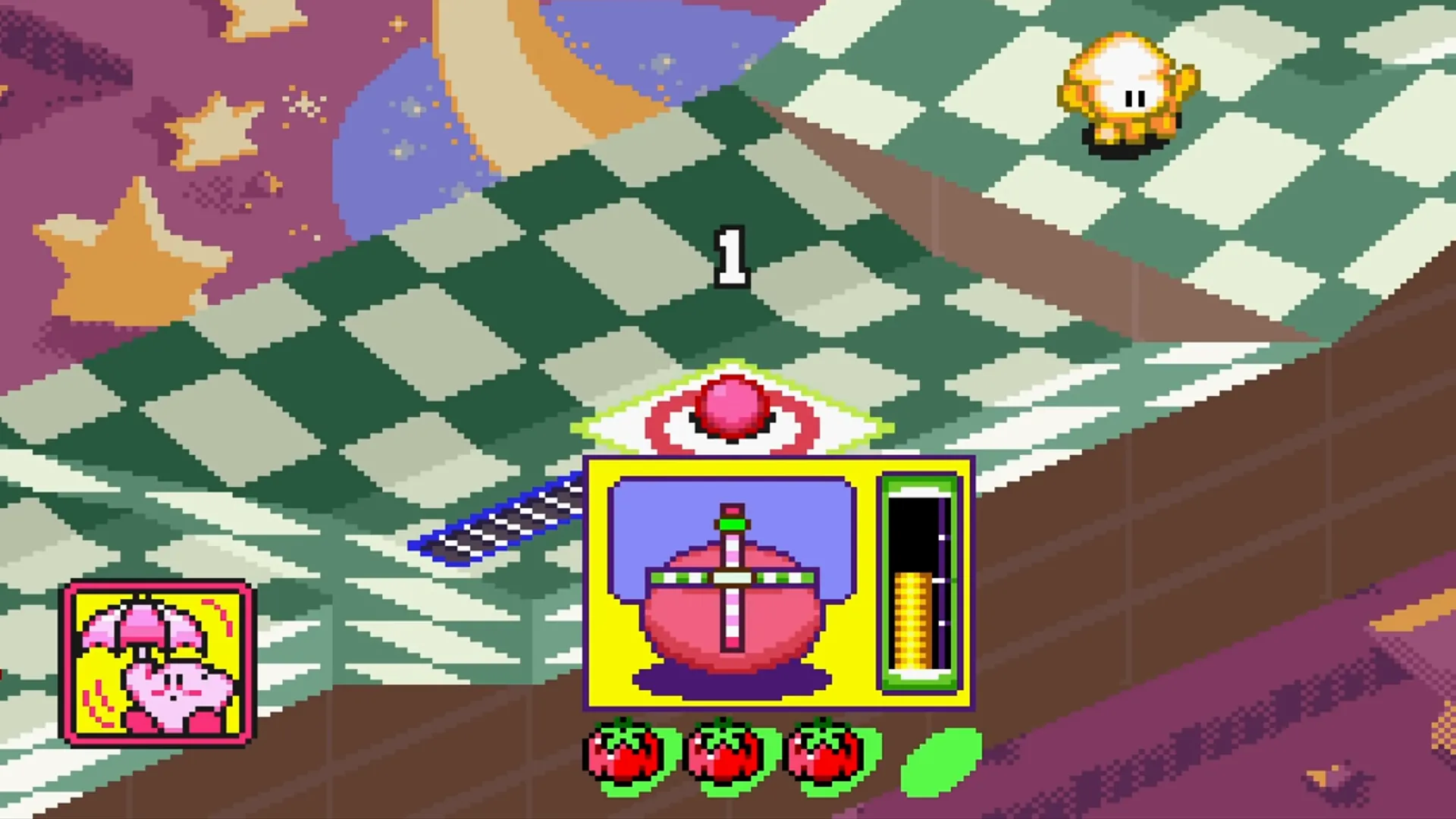 Nhân vật Kirby trên sân golf trong Kirby's Dream Course