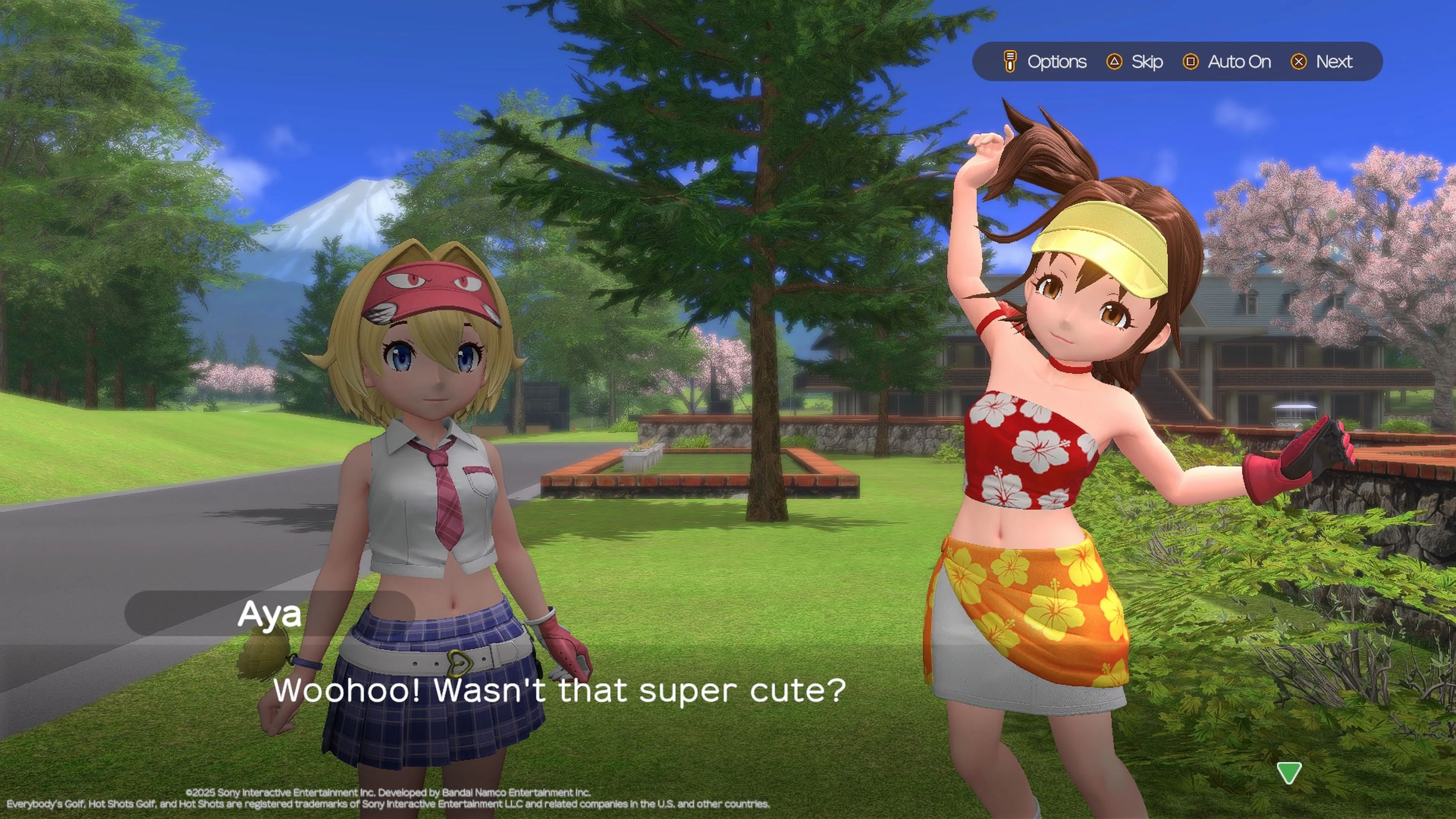 Nhân vật trong Everybody's Golf Hot Shots với biểu cảm lố bịch, minh họa vấn đề về những câu thoại và emote gây khó chịu cho người chơi.