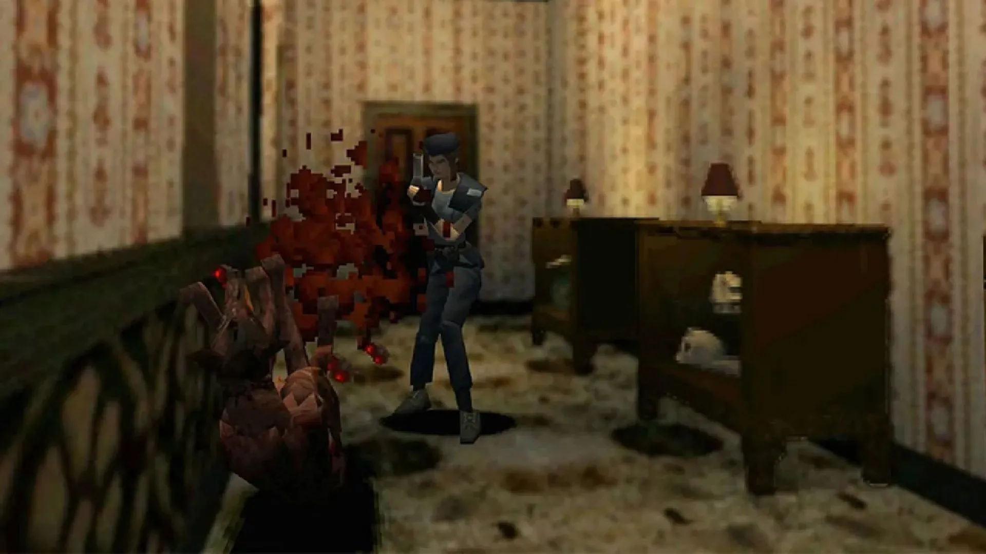 Poster game Resident Evil (1996) với biểu tượng của một huyền thoại kinh dị sinh tồn, gợi nhớ về những trải nghiệm đầu tiên đầy kinh điển