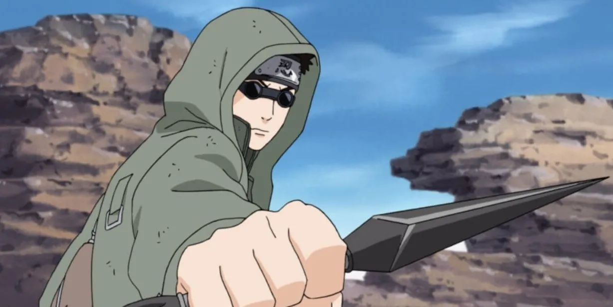 Shino Aburame với vẻ ngoài điềm tĩnh, thể hiện sự kiên định và tài năng ẩn giấu của ninja tộc Aburame