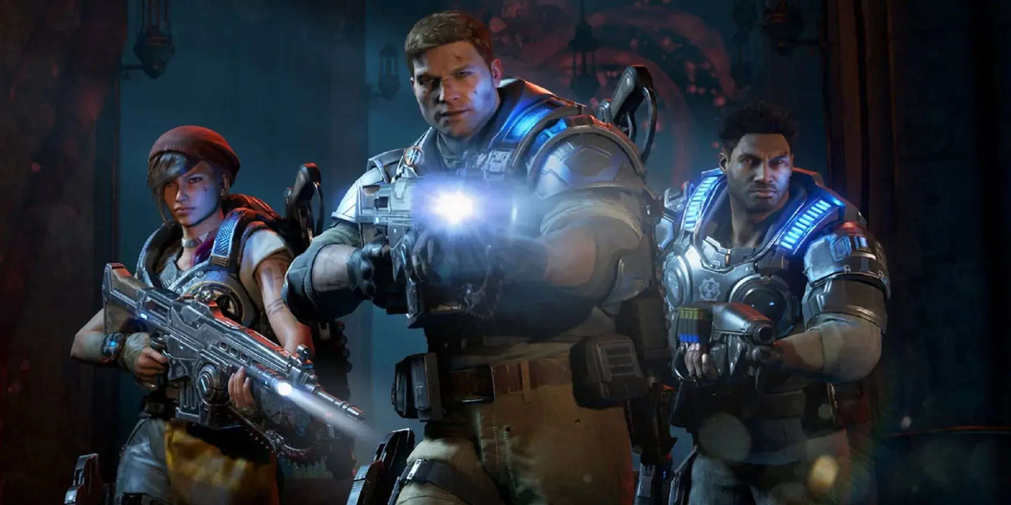Thế hệ anh hùng mới: JD Fenix, Kait Diaz và Del Walker chuẩn bị đối mặt với Swarm trong Gears of War 4, đánh dấu sự khởi đầu của một kỷ nguyên mới cho series.