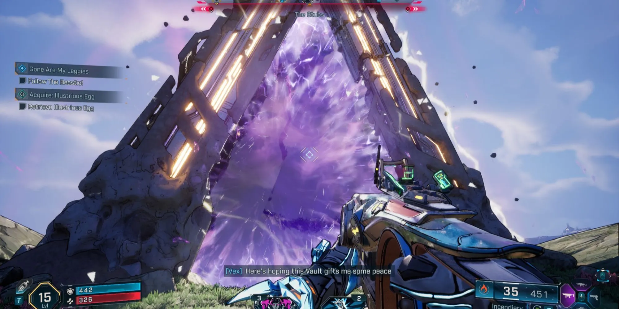 Vault Hunter cưỡi Digirunner khám phá địa hình hiểm trở của Kairos trong Borderlands 4